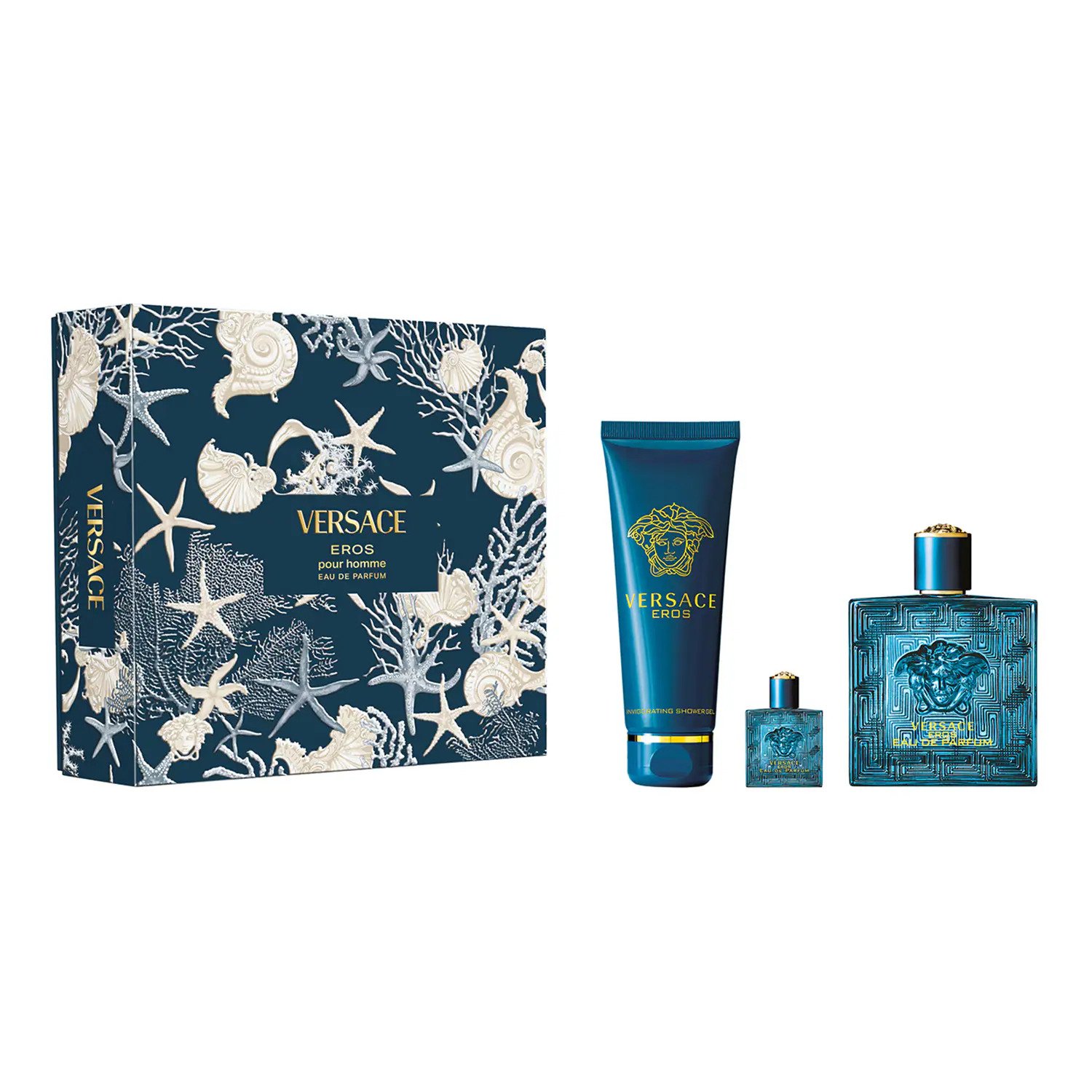 Versace – Coffret Eros Pour Homme Eau de Parfum (100 ml + Gel Douche 100 ml + Miniature 5 ml)